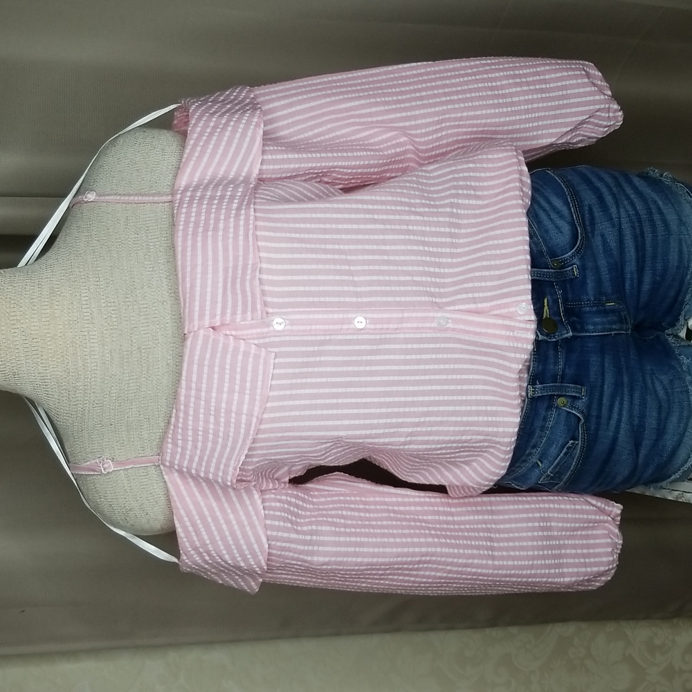 OFF SHOULDER  SEERSUCKER TOP